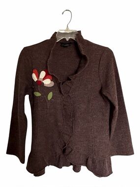 Cynthia Rowley Art2Wear Wool Cardigan Sweater Coat Artsy Size XL